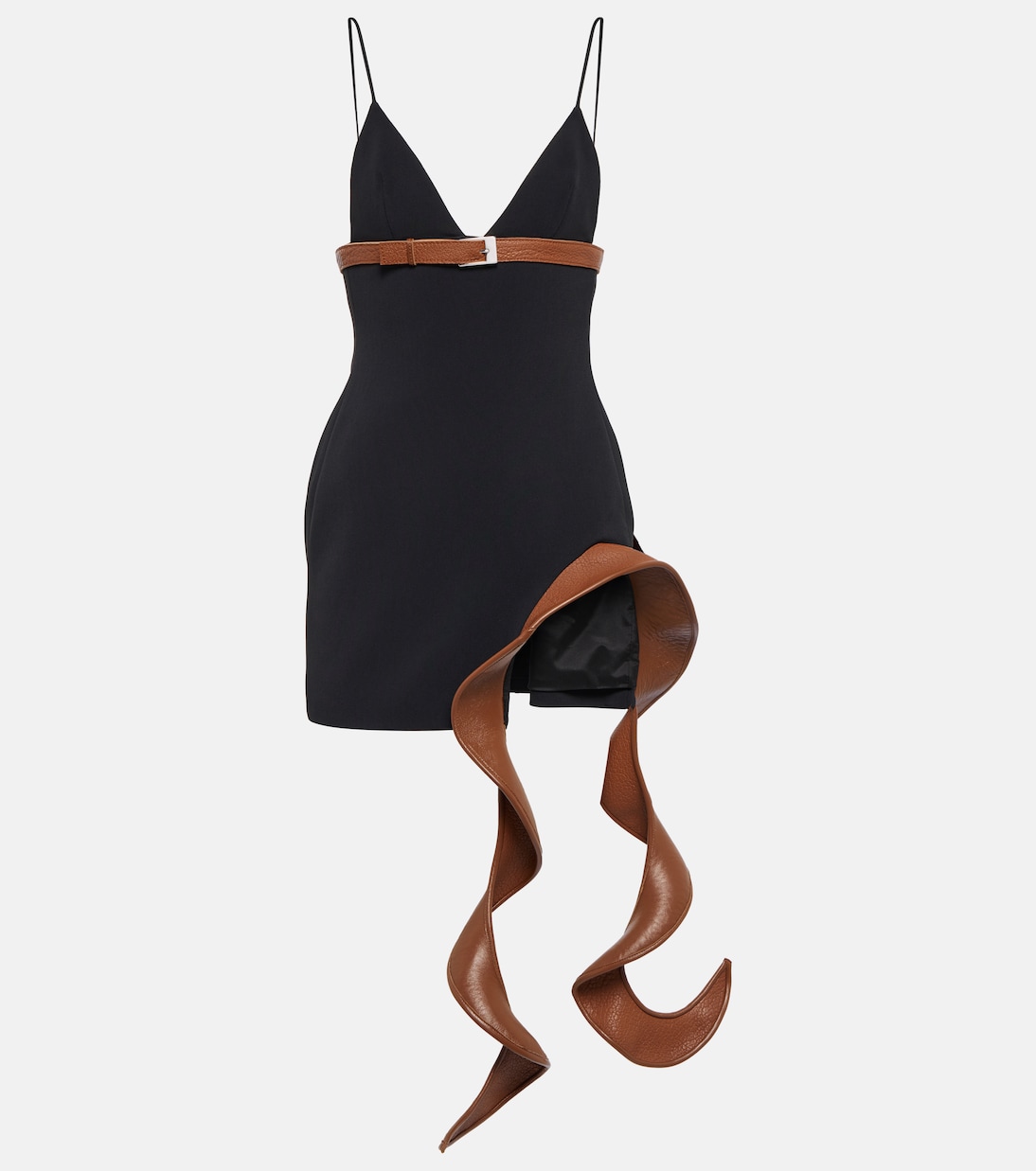 Leather-trimmed cady minidress | David Koma