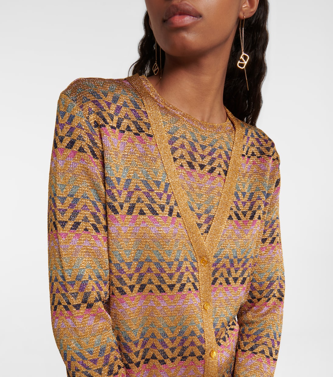 Cardigan in jacquard con lamé | Valentino