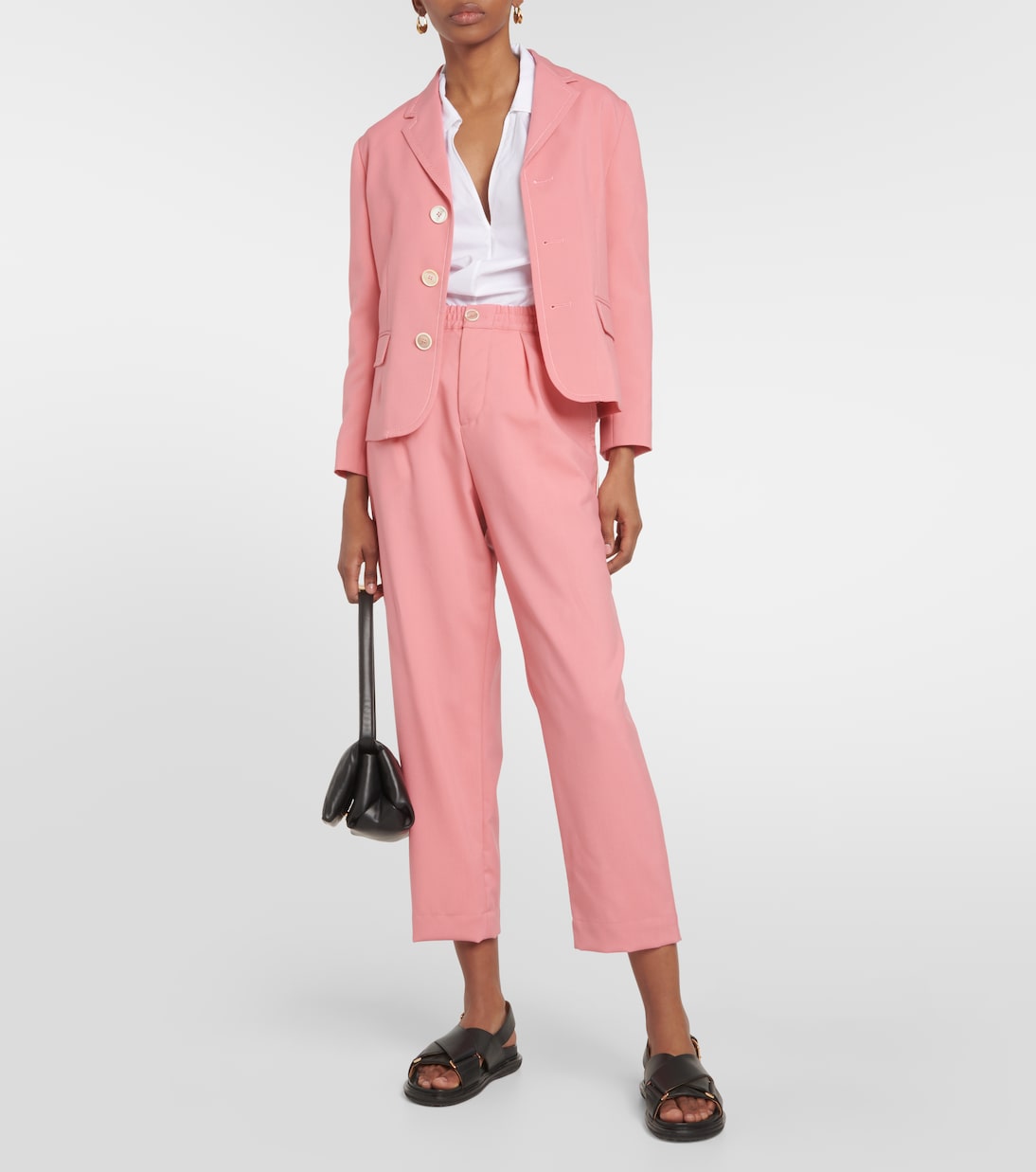 High-rise pleated wool crop pants | Marni