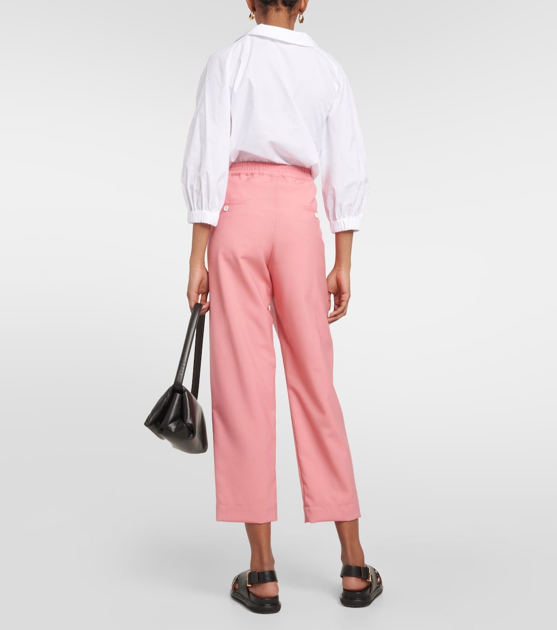 High-rise pleated wool crop pants | Marni