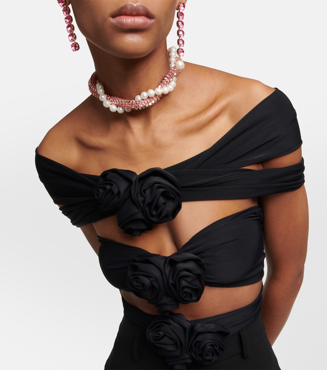 Cutout off-shoulder jersey crop top | Magda Butrym