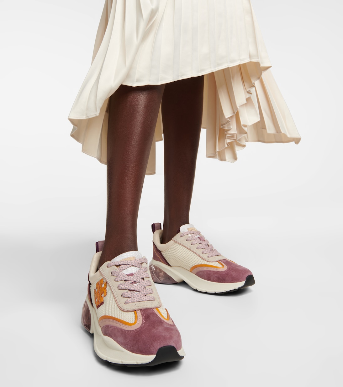 Good Luck suede-trimmed sneakers | Tory Burch