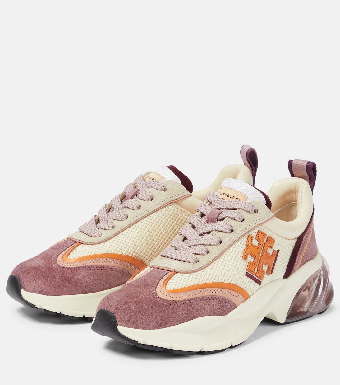 Good Luck suede-trimmed sneakers | Tory Burch