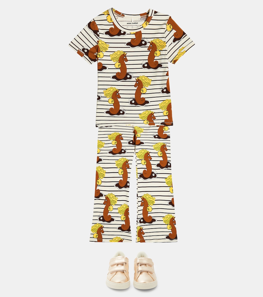 Pantalones rectos de algodón estampados | Mini Rodini