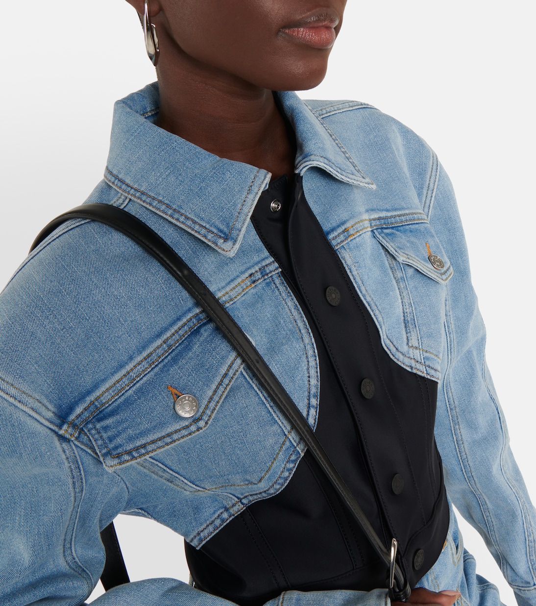 Giacca cropped con denim | Mugler