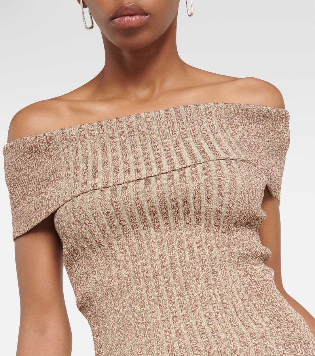 Ribbed-knit off-shoulder top | Ganni