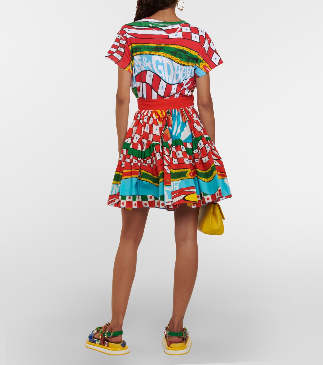 Minigonna in popeline di cotone con stampa | Dolce&Gabbana