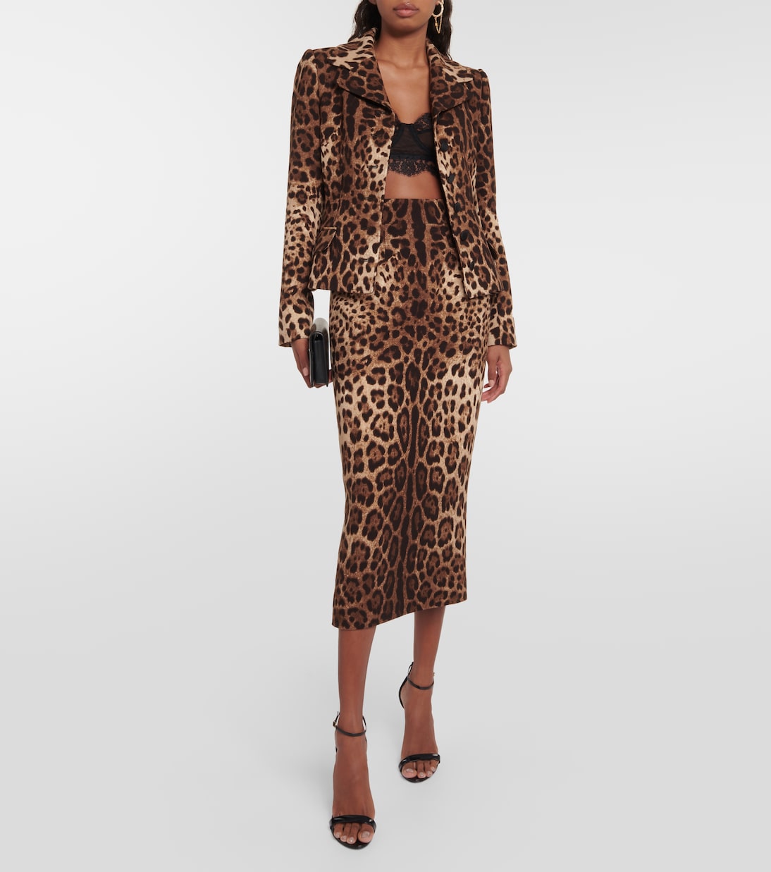 Jupe crayon en laine à motif léopard | Dolce&Gabbana