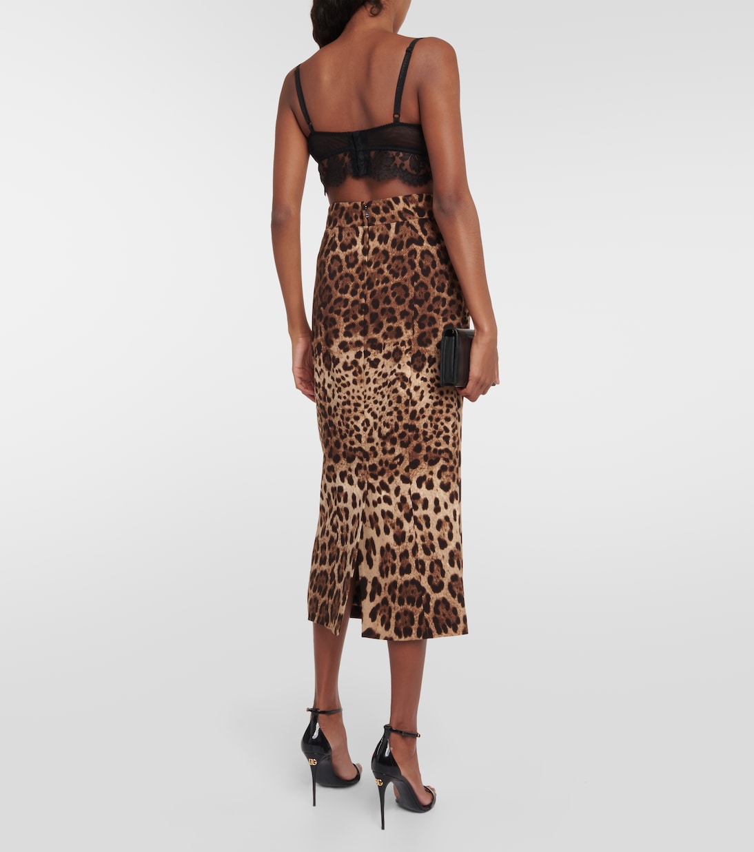 Jupe crayon en laine à motif léopard | Dolce&Gabbana