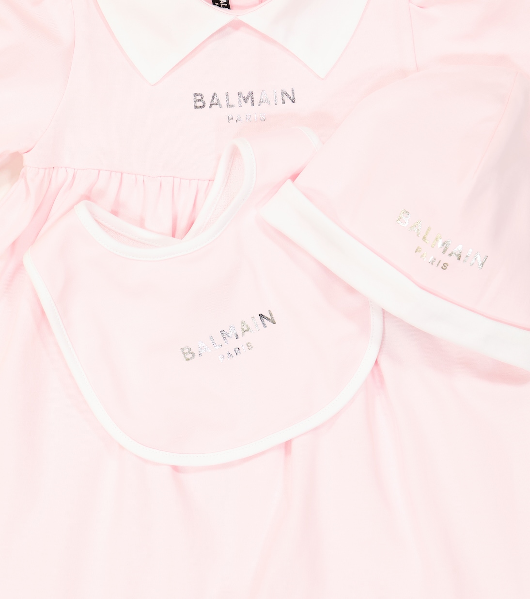 Bébé – Set grenouillère, bavoir et bonnet en coton | Balmain Kids