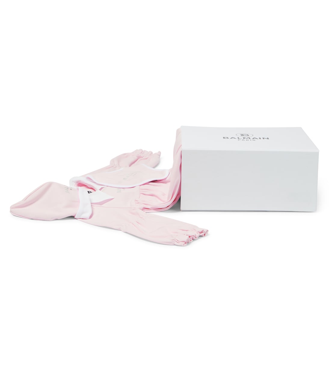 Bébé – Set grenouillère, bavoir et bonnet en coton | Balmain Kids