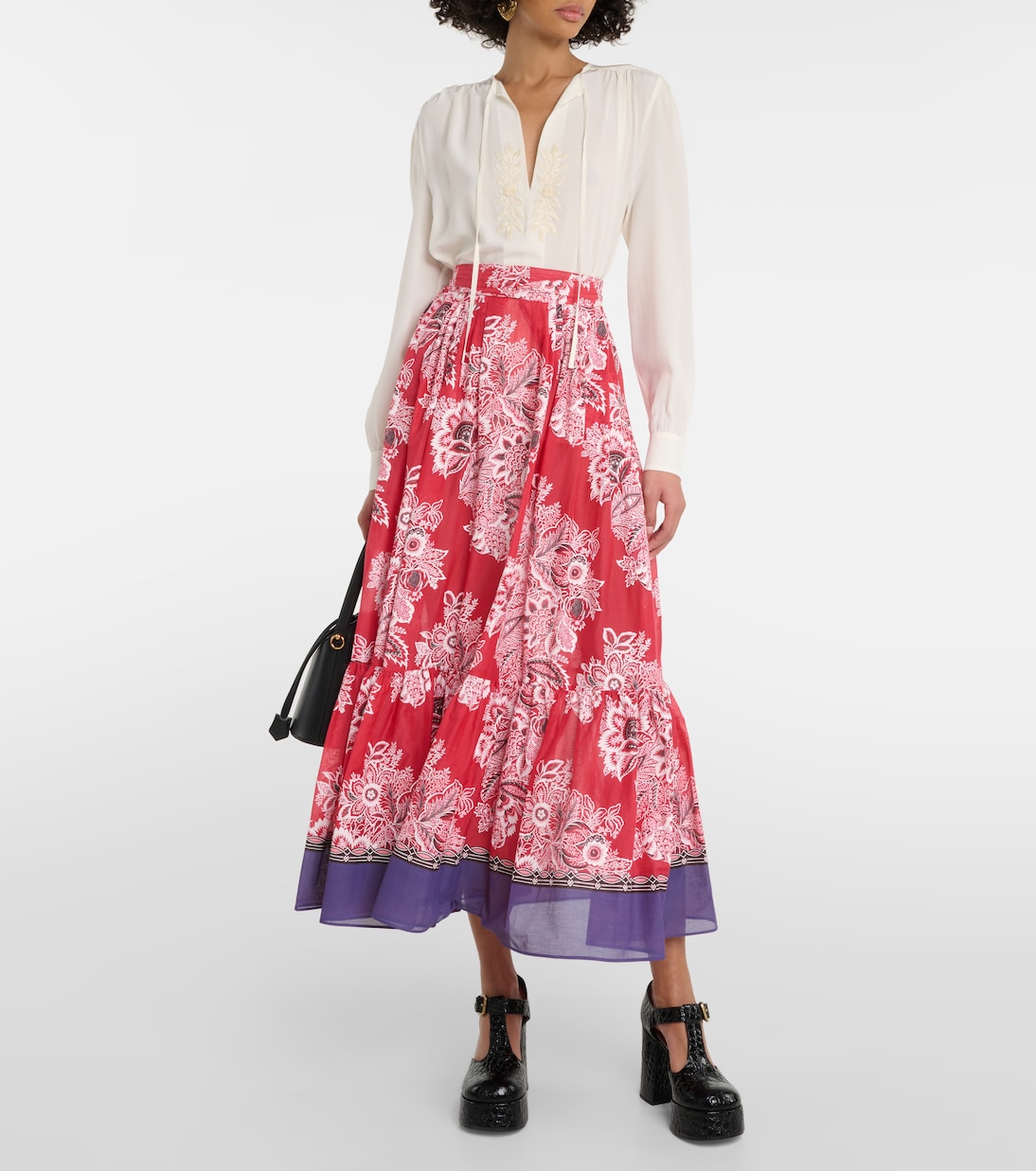 Gonna lunga in cotone e seta a vita alta | Etro