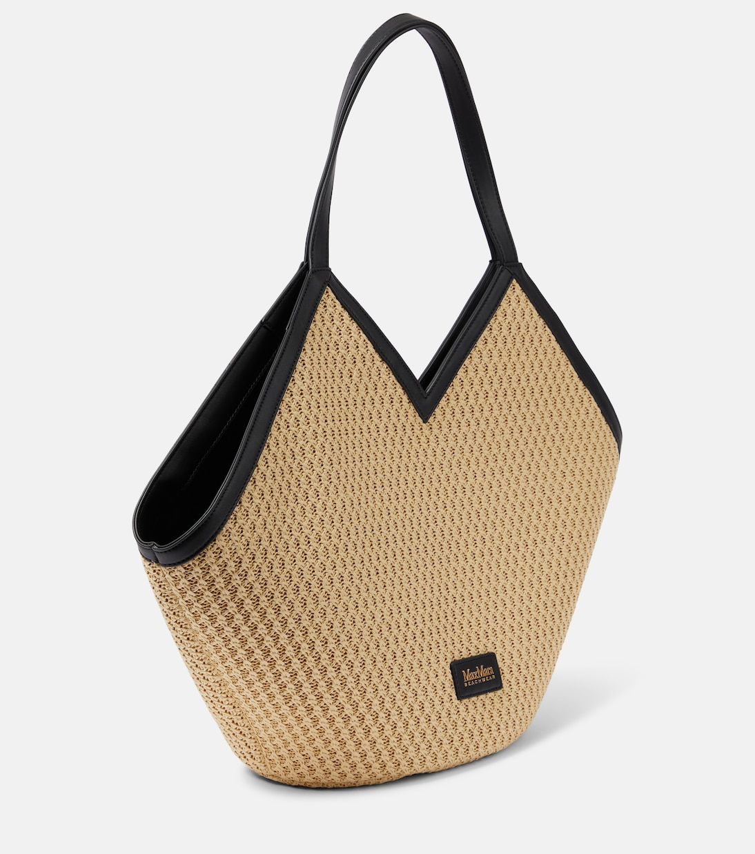 Luigi leather-trimmed raffia tote bag | Max Mara