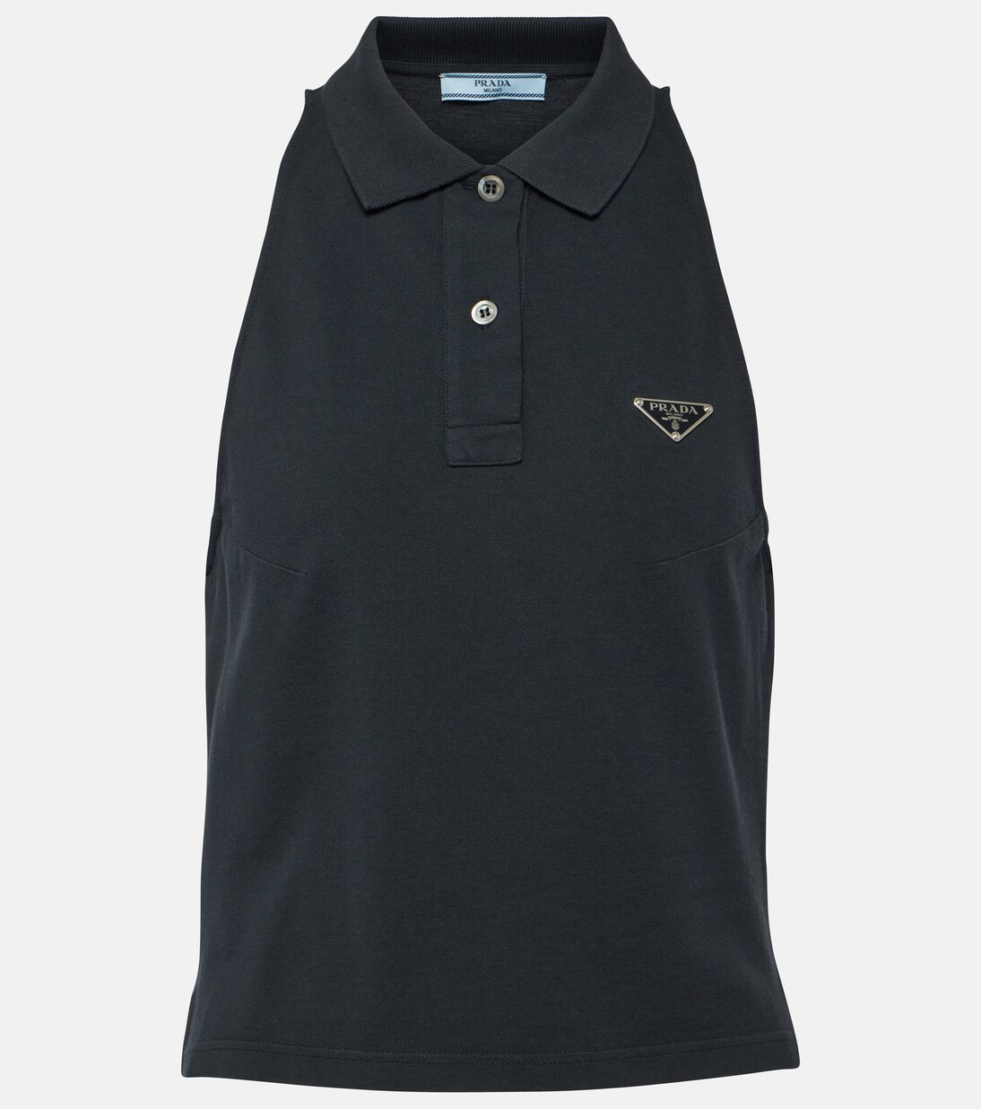 Polo en coton en bleu Prada Mytheresa