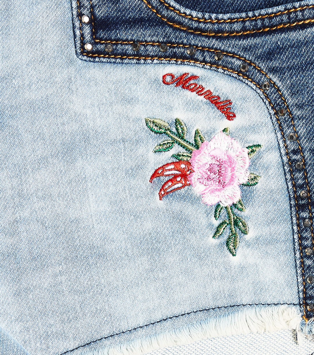 Shorts en denim bordados | Monnalisa