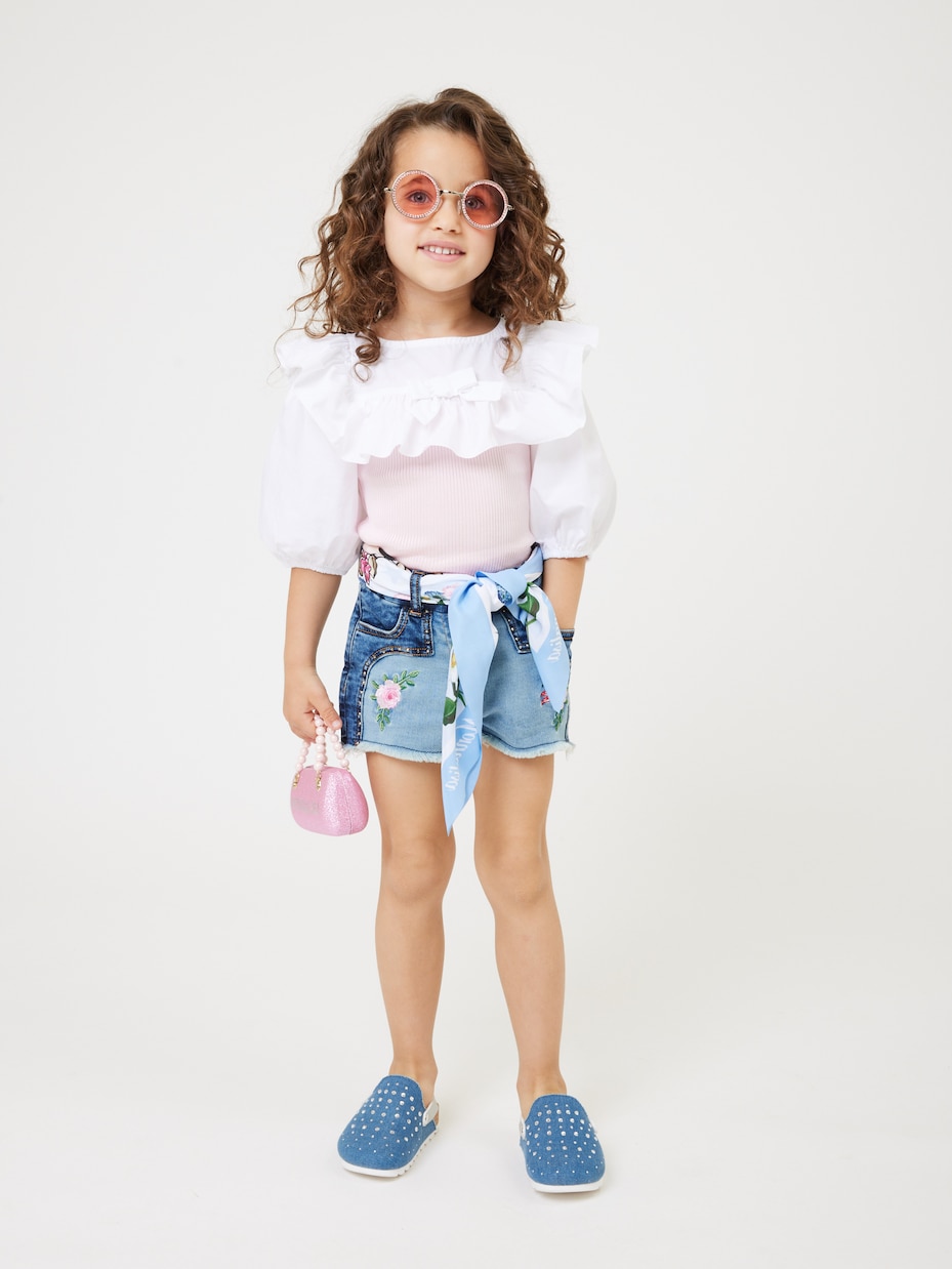 Shorts en denim bordados | Monnalisa