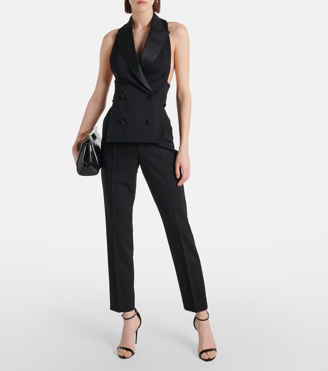 Pantaloni slim in lana e seta a vita alta | Dolce&Gabbana