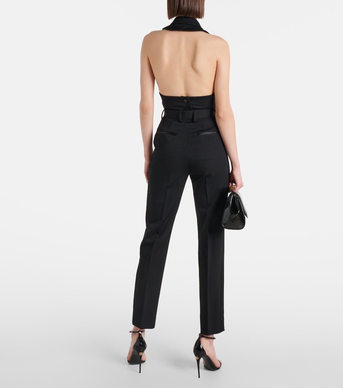 Pantaloni slim in lana e seta a vita alta | Dolce&Gabbana