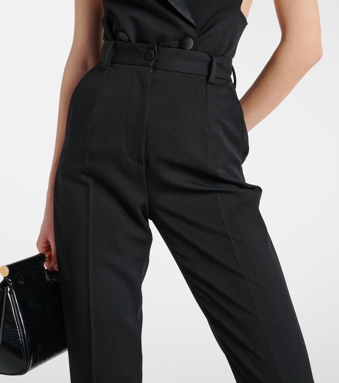 Pantaloni slim in lana e seta a vita alta | Dolce&Gabbana