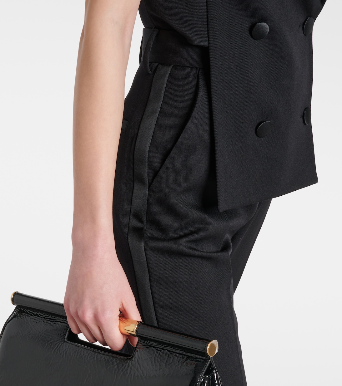 Pantaloni slim in lana e seta a vita alta | Dolce&Gabbana