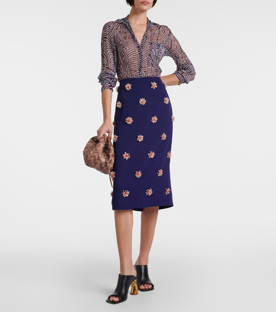 Verzierter Maxirock Salbylong aus Crêpe | Dries Van Noten