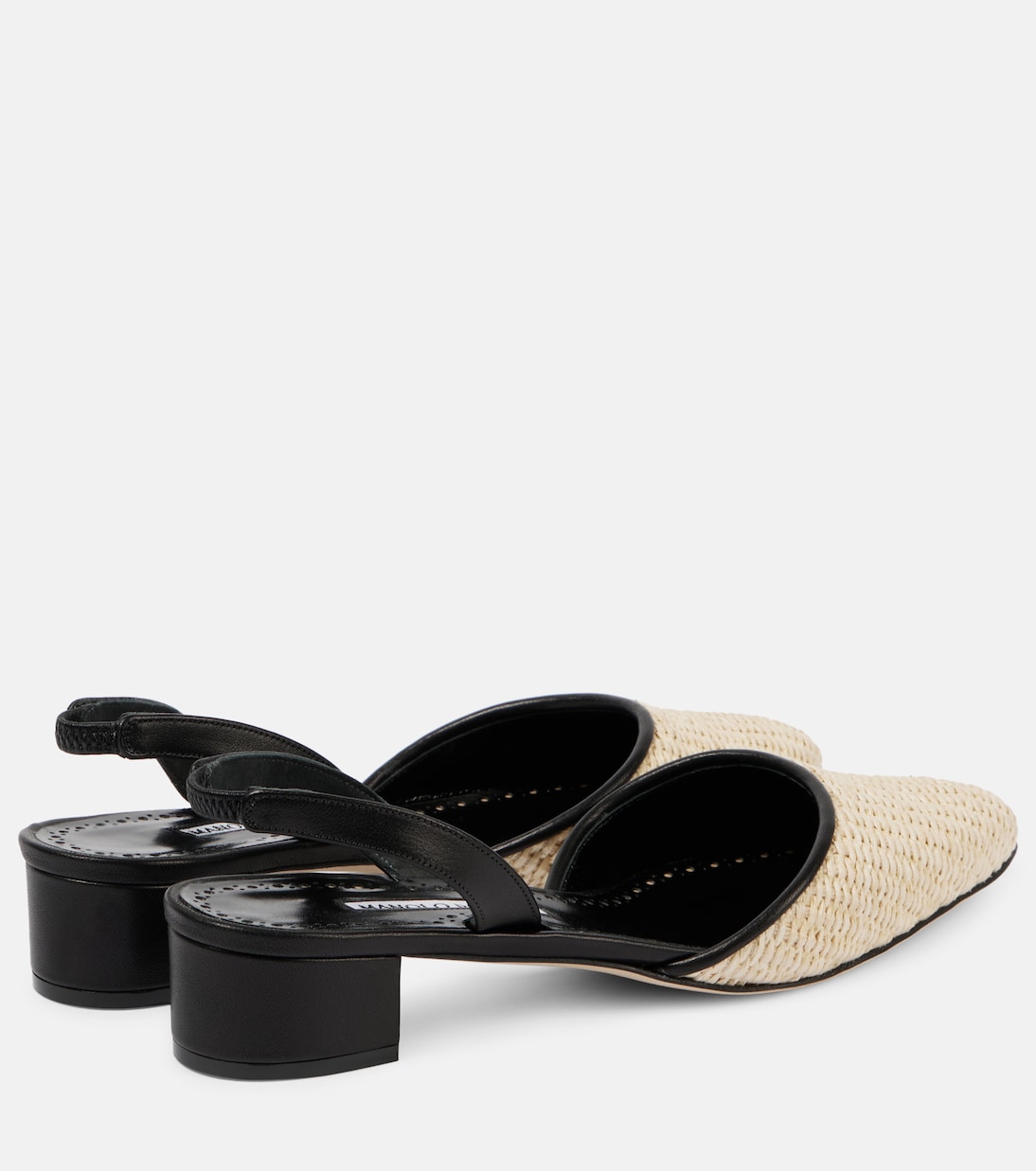 Pumps slingback Raffro in rafia con pelle | Manolo Blahnik