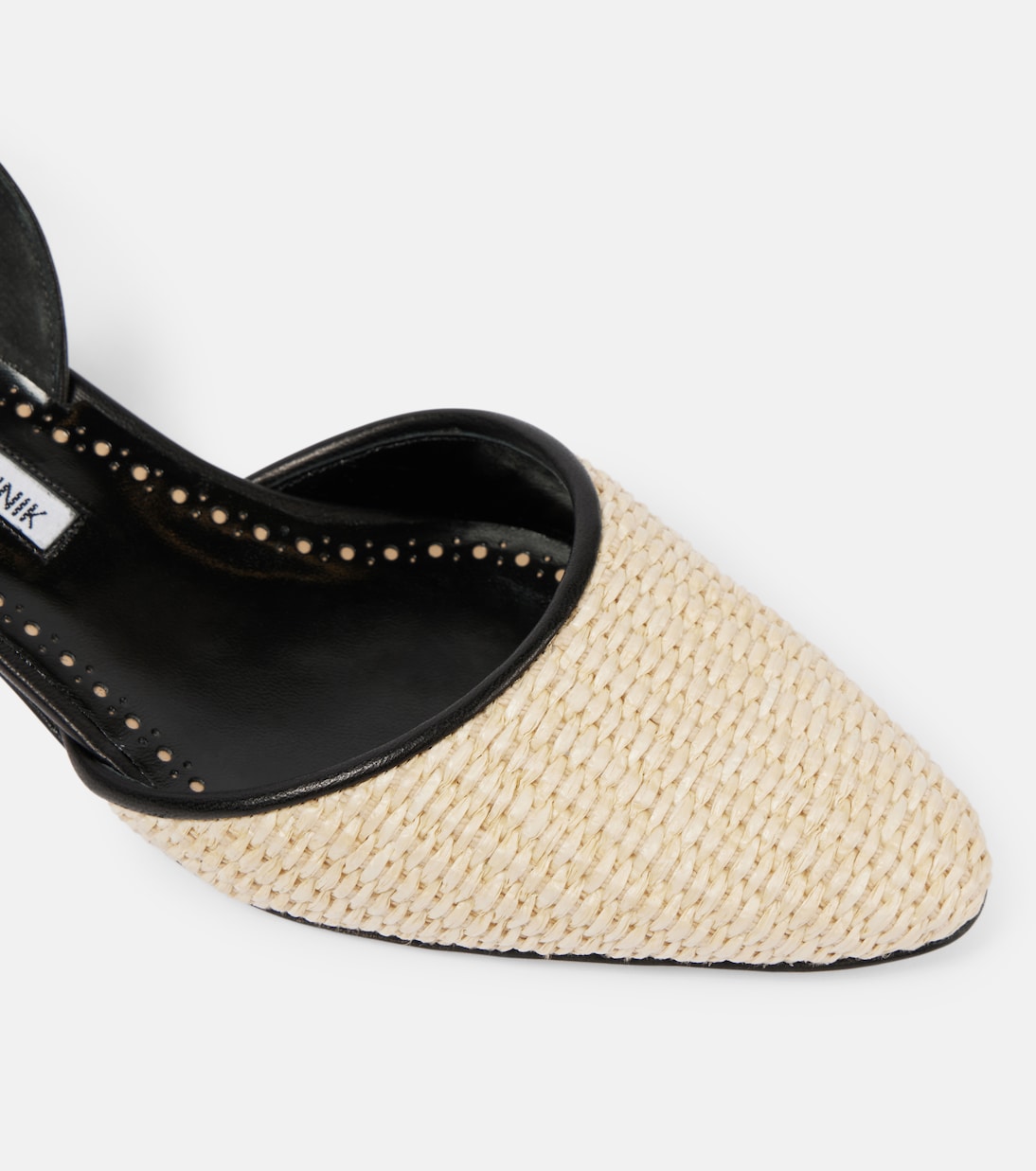 Pumps slingback Raffro in rafia con pelle | Manolo Blahnik