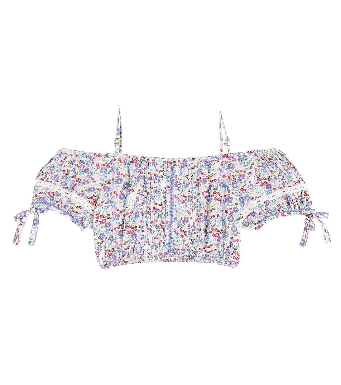 Bonny floral pleated crop top | Poupette St Barth Kids