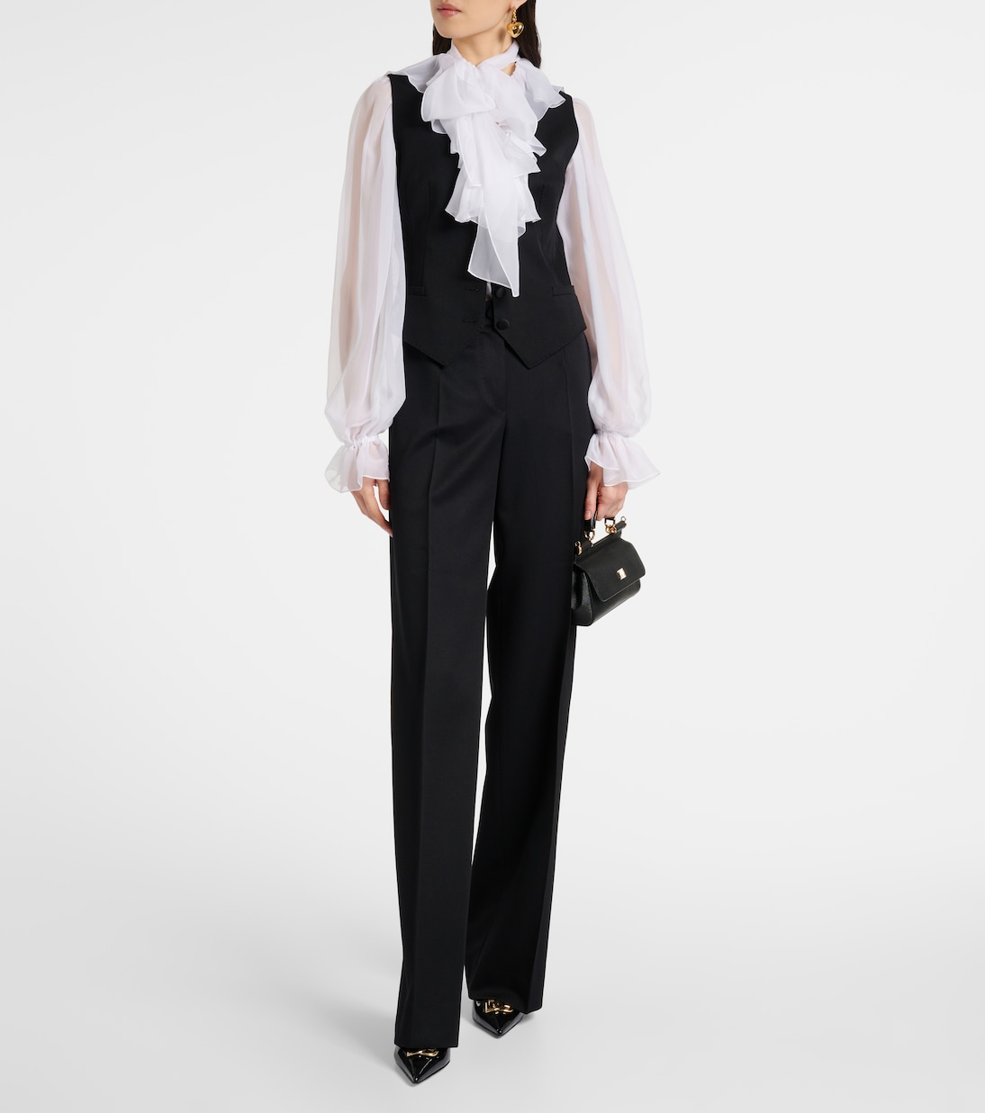 Pantaloni a gamba larga in gabardine di lana e seta | Dolce&Gabbana