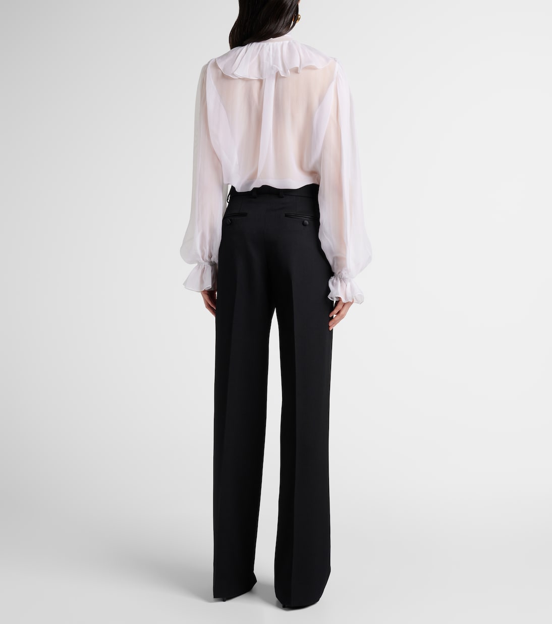 Pantaloni a gamba larga in gabardine di lana e seta | Dolce&Gabbana
