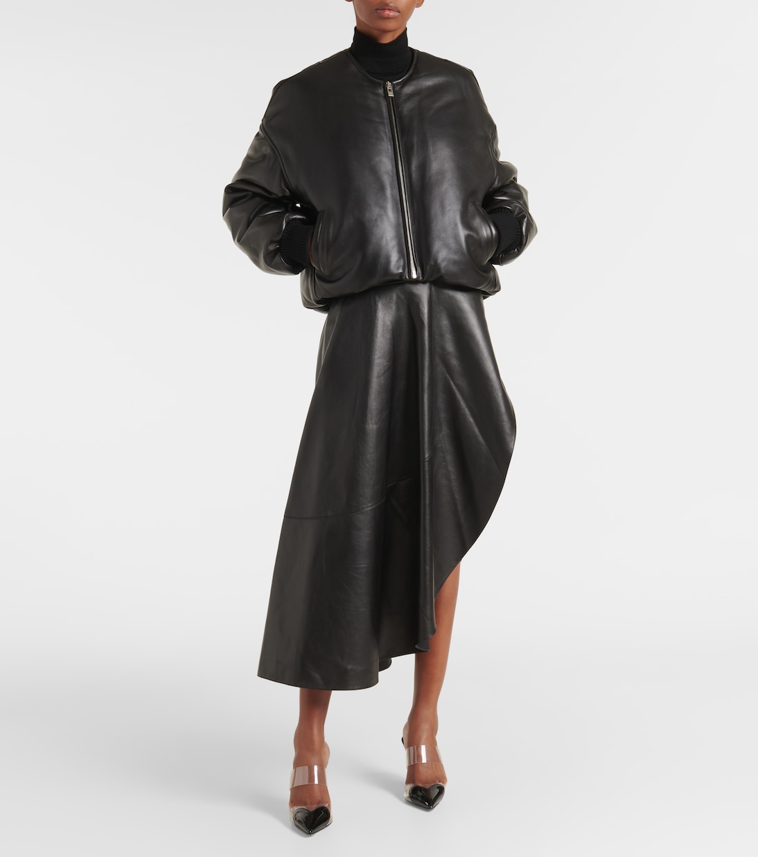 Falda midi asimétrica de piel | Alaïa