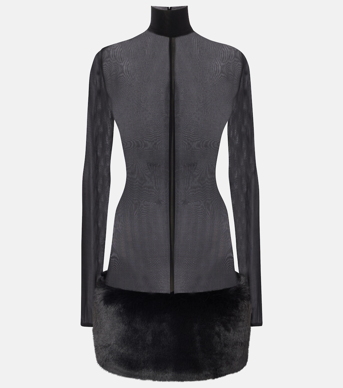 Sheer faux fur-trimmed minidress | Magda Butrym