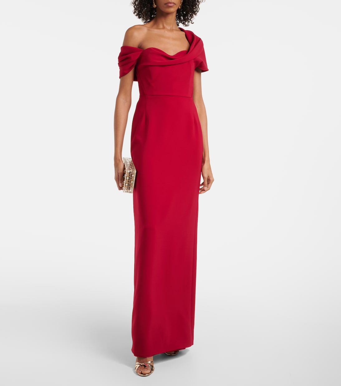 Draped off-shoulder crêpe gown | Carolina Herrera