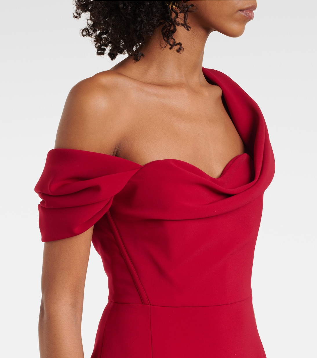 Draped off-shoulder crêpe gown | Carolina Herrera