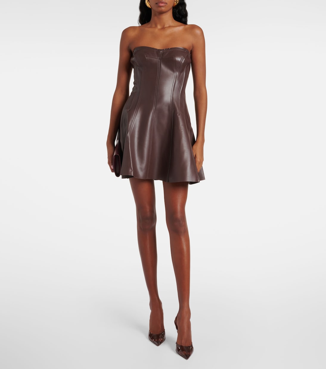 Vestido Corsé de Cuero Sintético Moderno por Norma Kamali para Jóvenes