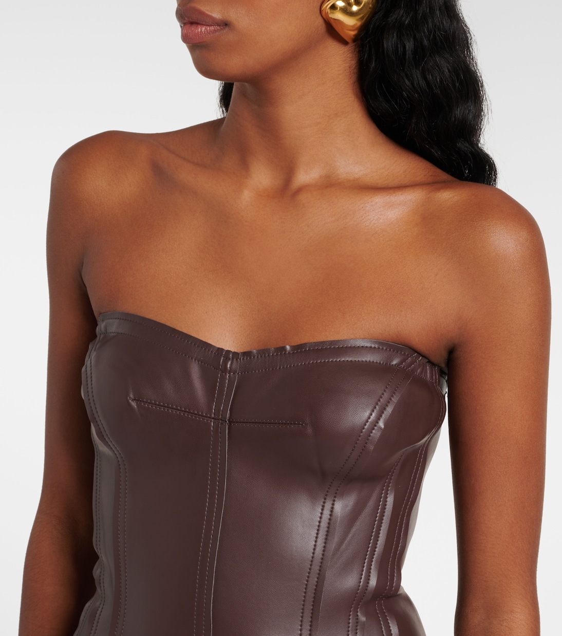 Vestido Corsé de Cuero Sintético Moderno por Norma Kamali para Jóvenes