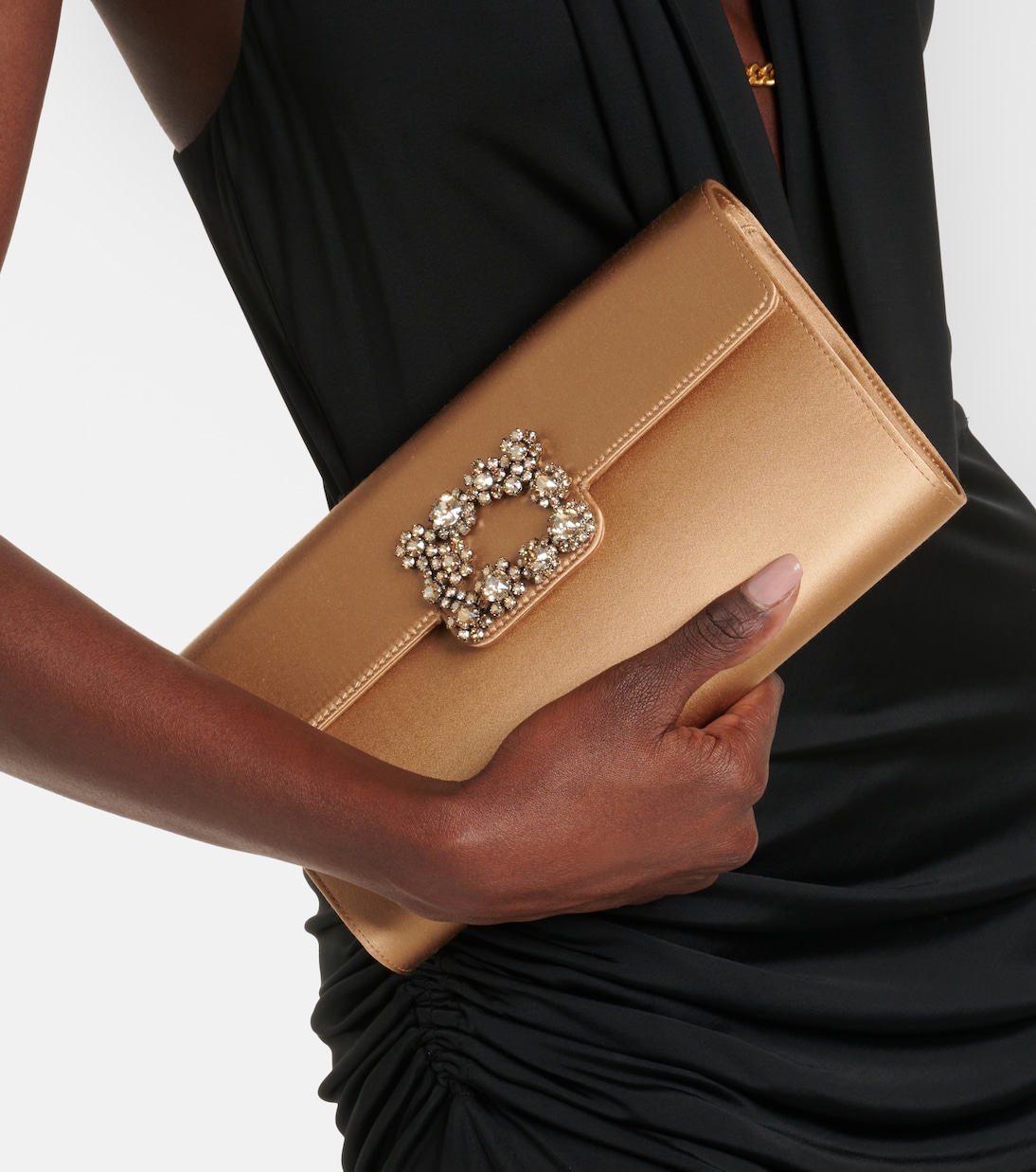 Efflorescence embellished satin clutch | Roger Vivier