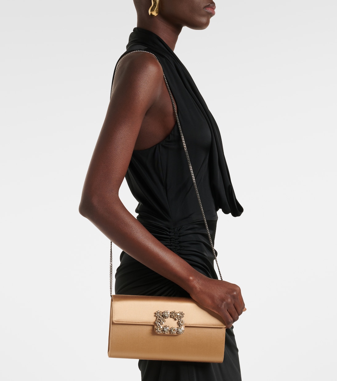 Efflorescence embellished satin clutch | Roger Vivier