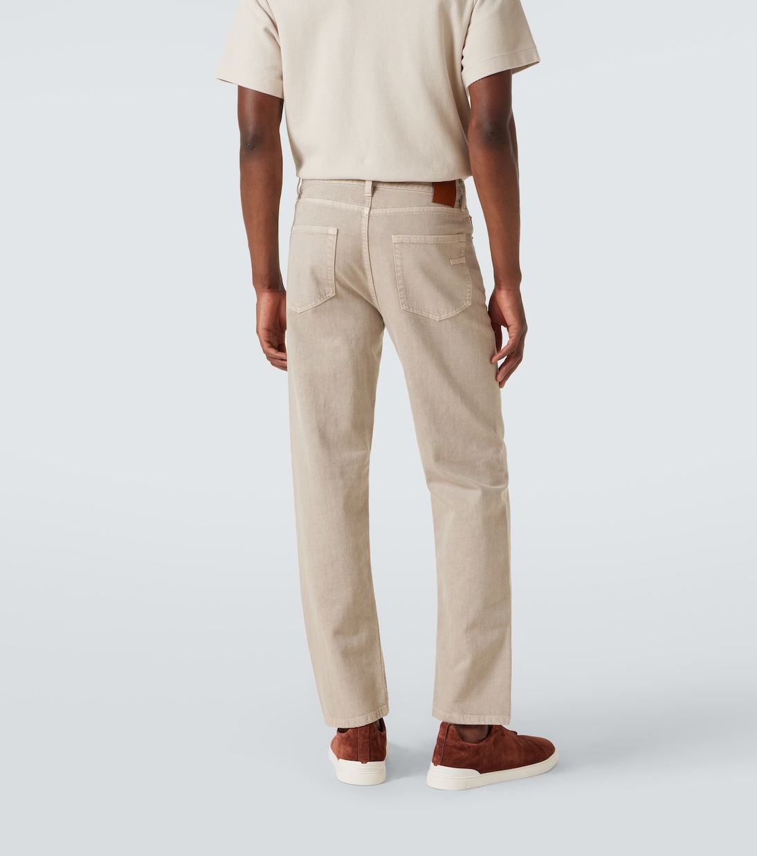 Pantaloni regular in cotone con pelle | Zegna