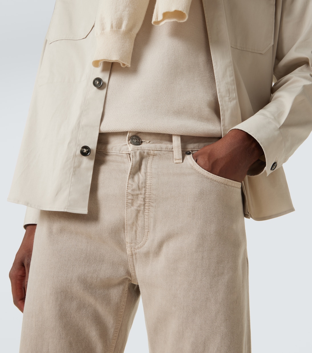 Pantaloni regular in cotone con pelle | Zegna