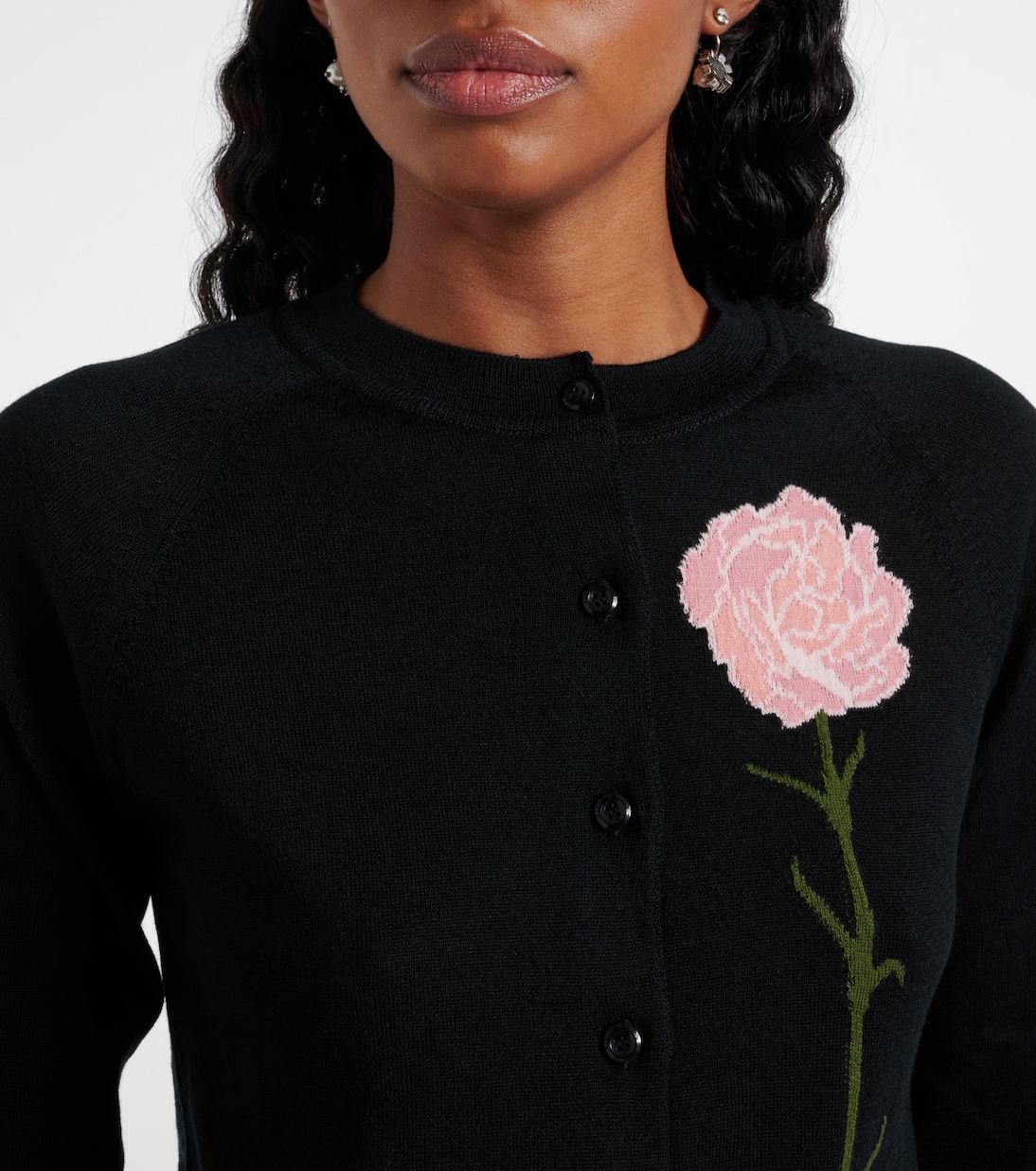 Cardigan in lana e seta con intarsi | Simone Rocha