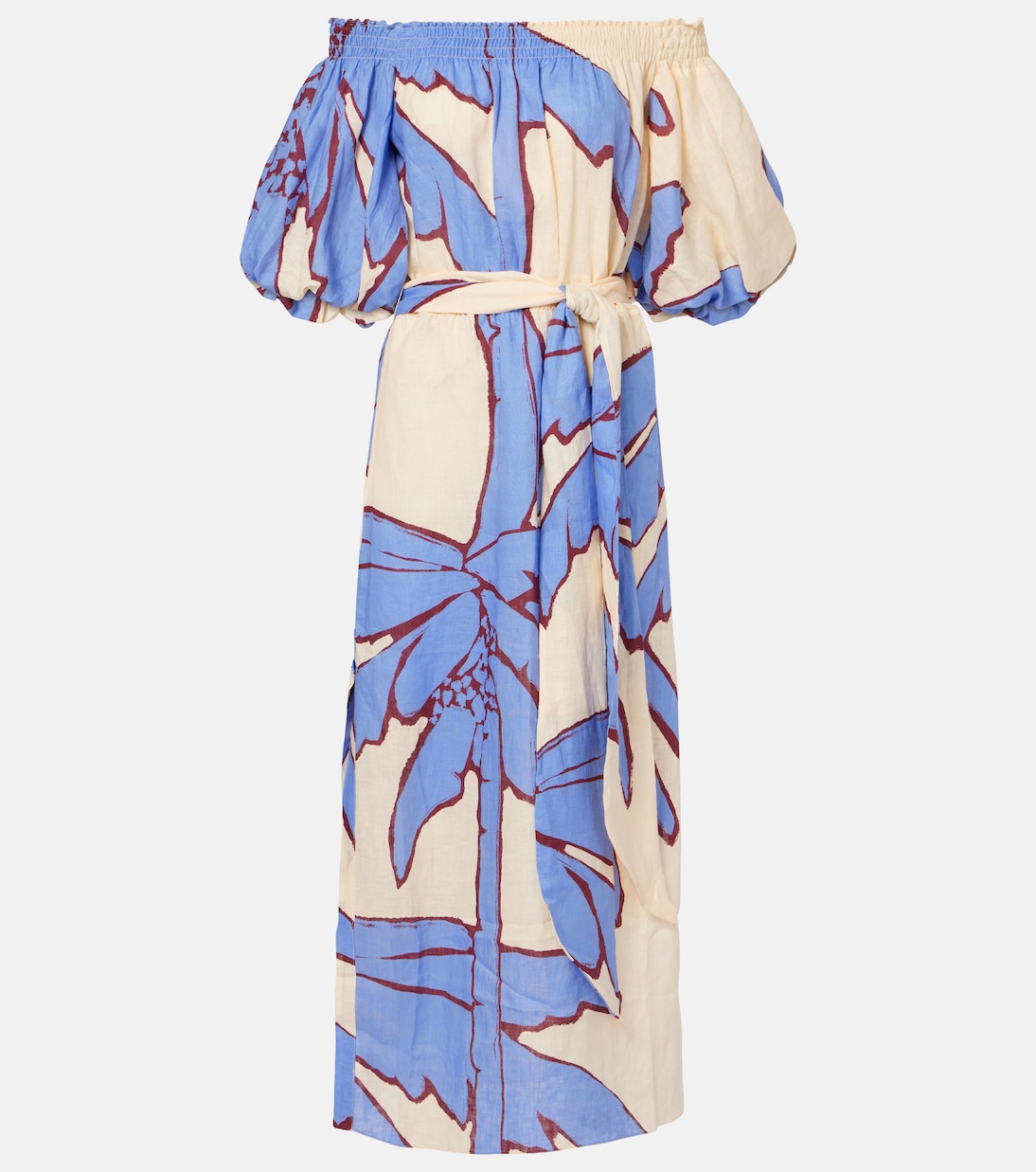 Abito midi off-shoulder in lino | Johanna Ortiz