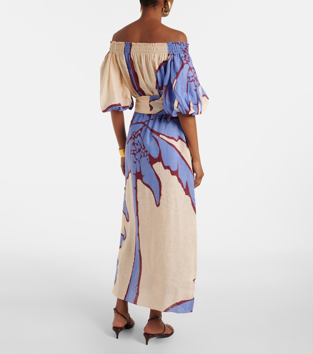 Abito midi off-shoulder in lino | Johanna Ortiz