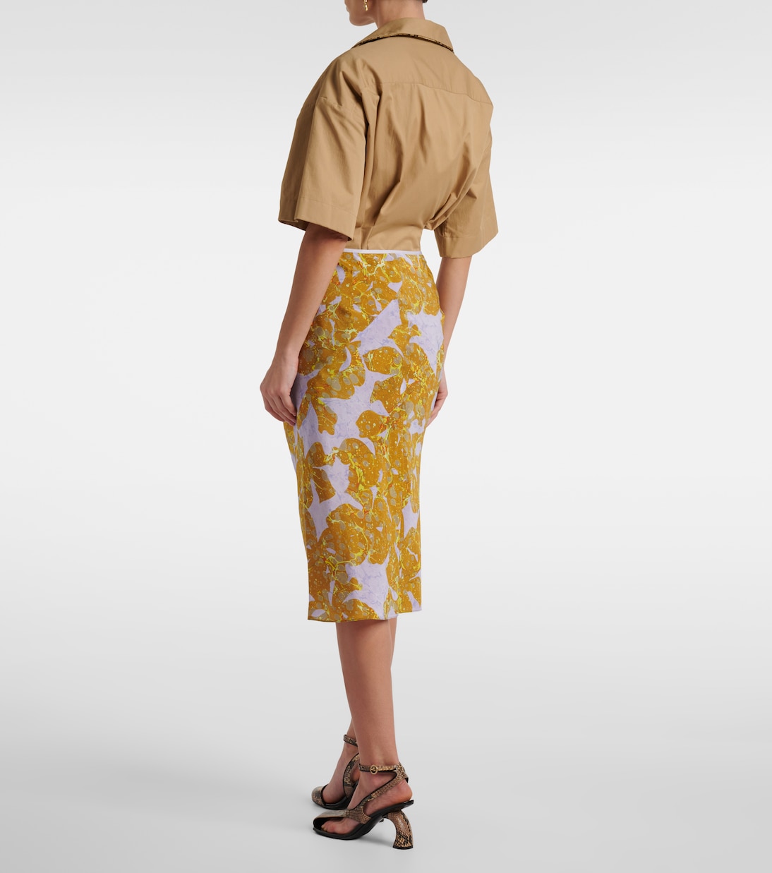 Falda midi de seda estampada | Dries Van Noten