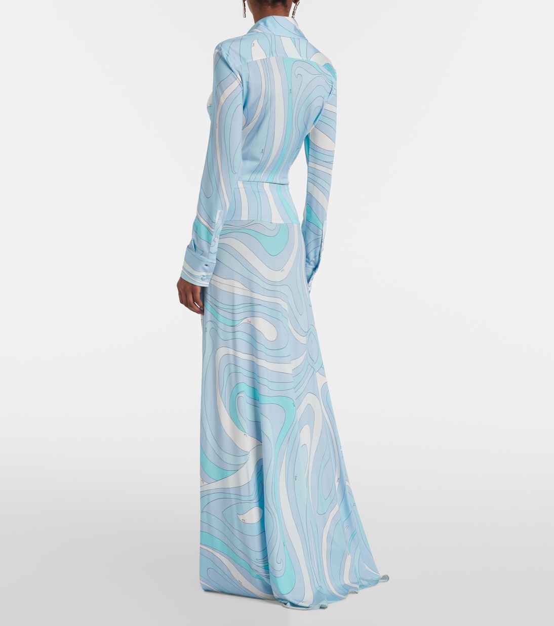 Jupe longue Marmo à taille haute en satin | Pucci