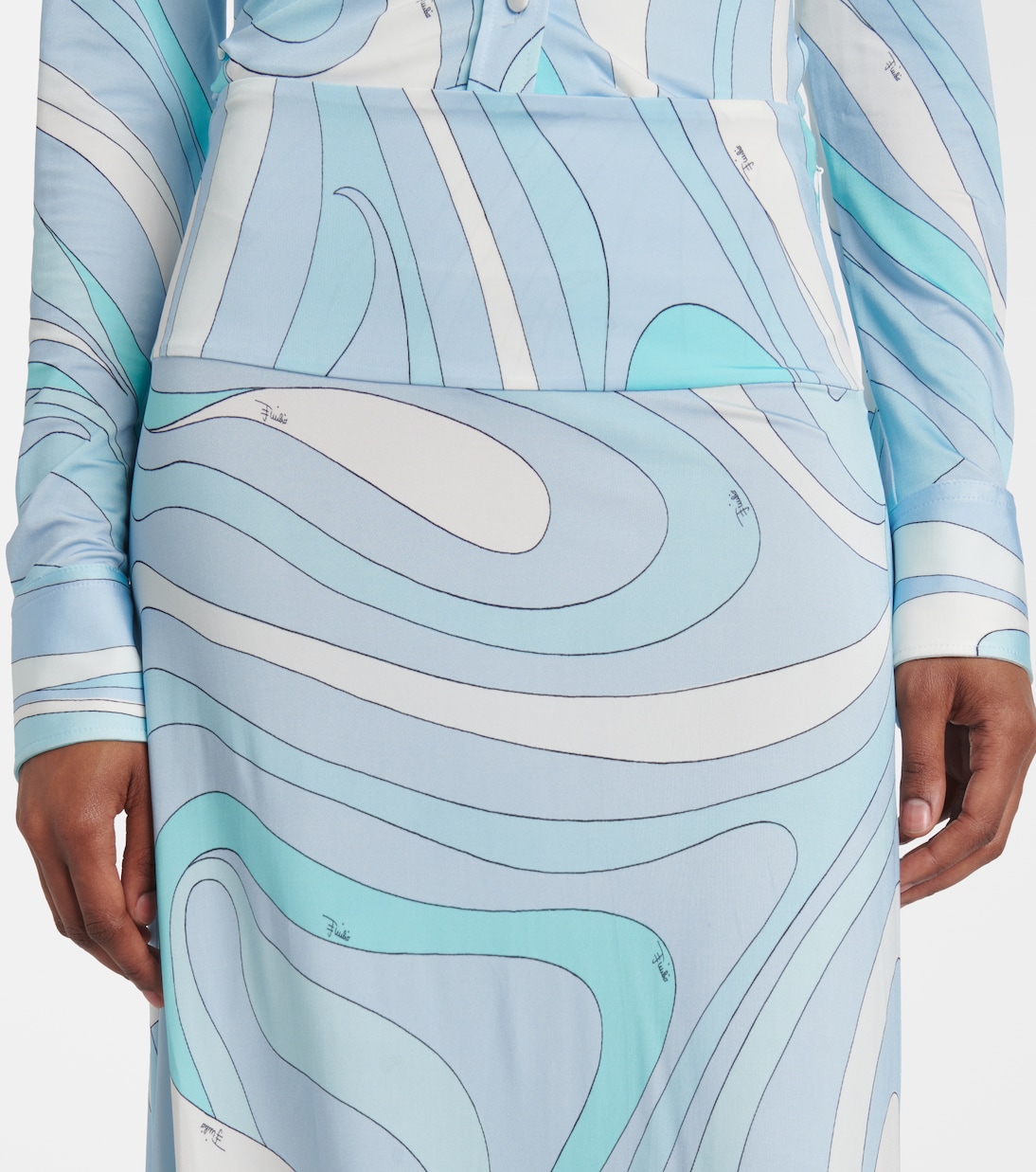 Jupe longue Marmo à taille haute en satin | Pucci
