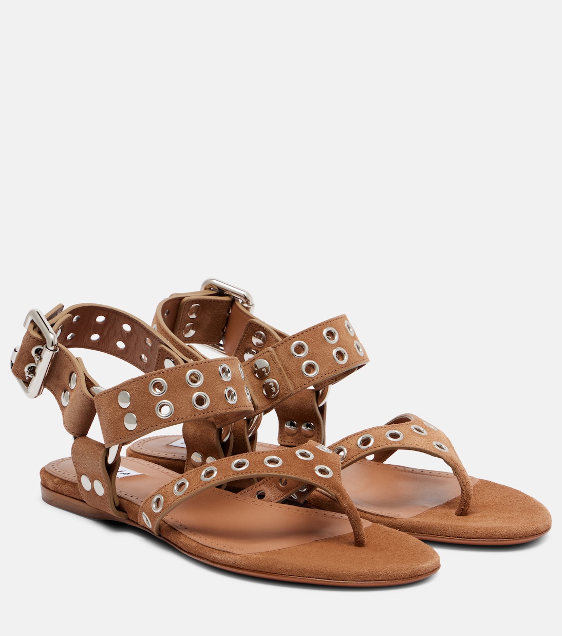 Biker studded suede thong sandals | Alaïa