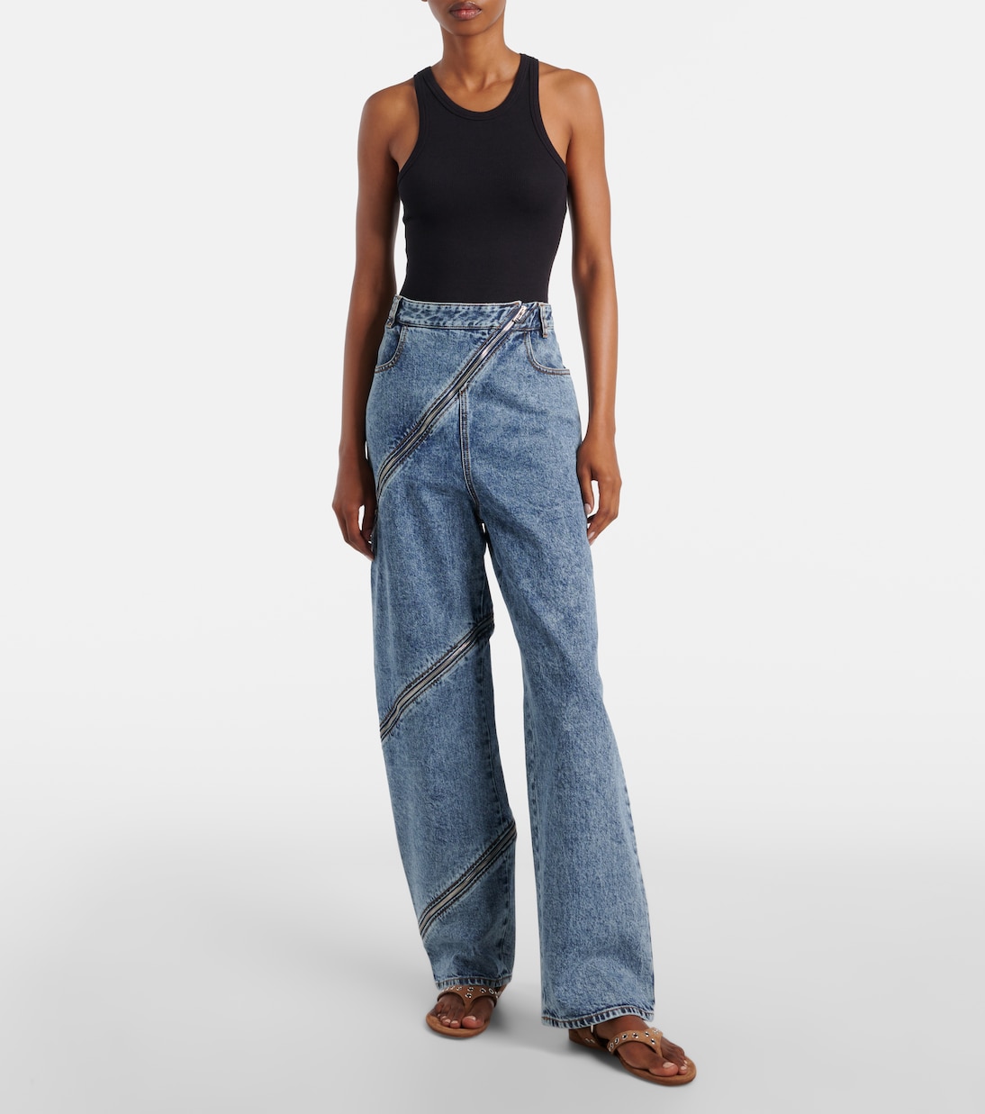 Biker studded suede thong sandals | Alaïa