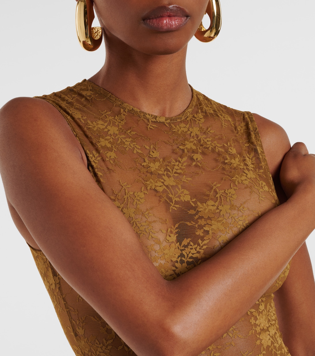 Floral sheer lace bodysuit | Alex Perry