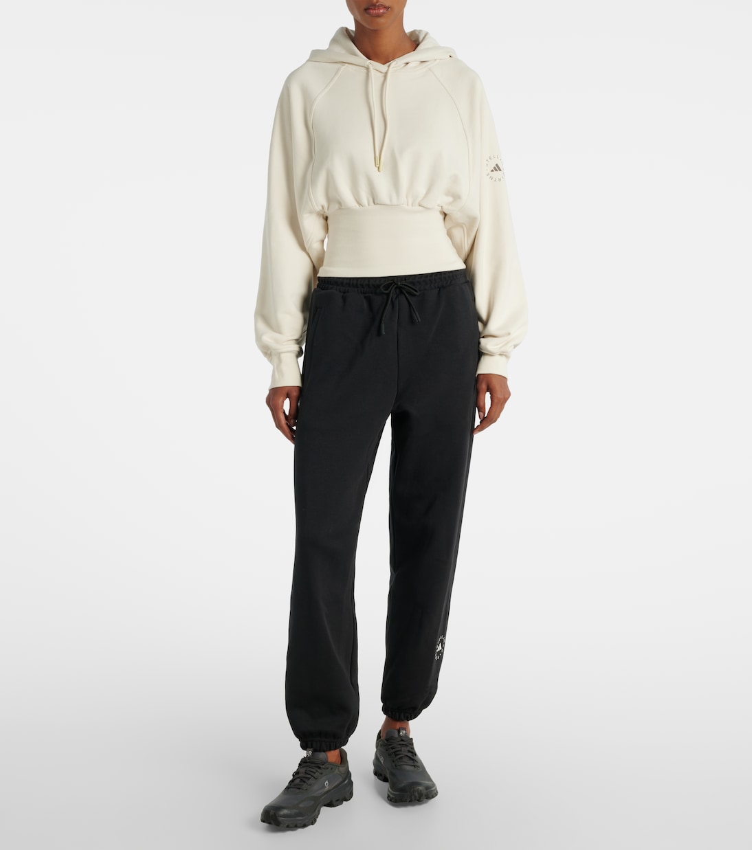 Sweat-shirt à capuche raccourci en coton | Adidas by Stella McCartney